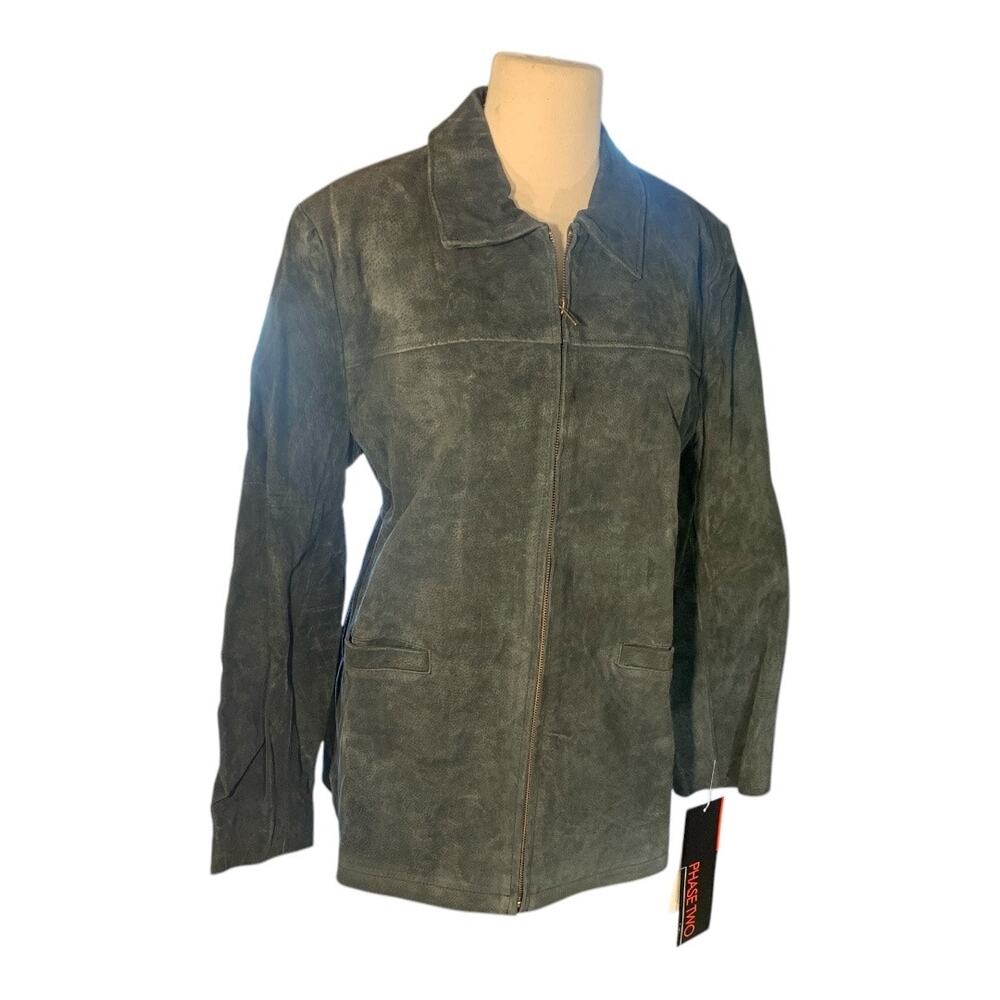 Vintage Phase Two Black Leather Suede Jacket L